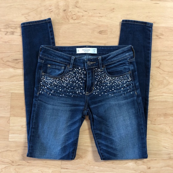 Abercrombie & Fitch Denim - A&F Embellished Dark Wash Skinny Jeans
